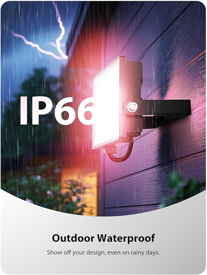 Onforu LED Flood Light Outdoor 800W Equivalent, 100W Color Changing RGBW - Image 6