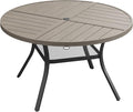 Patio Dining Table for 4-6, Round Metal Outdoor Table by VOXBIN