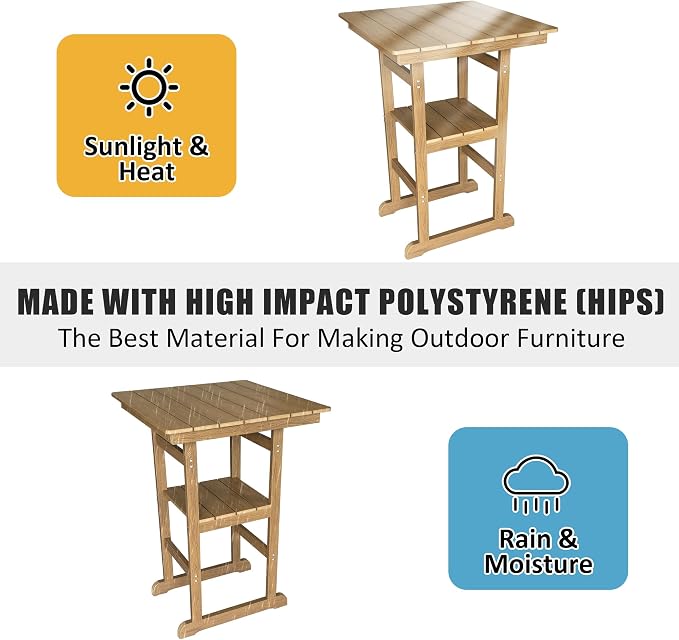 Poly Lumber Outdoor Bar Table, Durable HIPS Material, Weather Resistant - Image 6