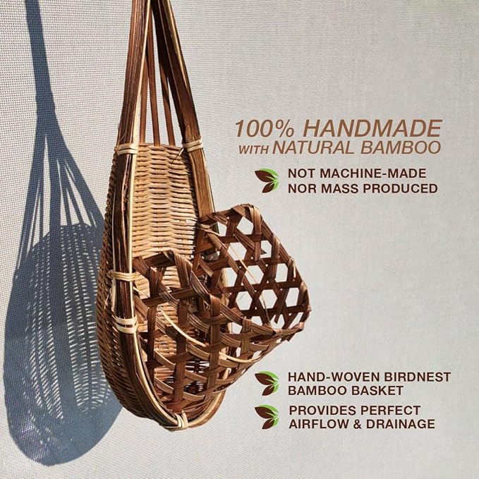Handmade 100% Thai Bamboo Super Sanctuary Hanging Orchid Basket - Image 4