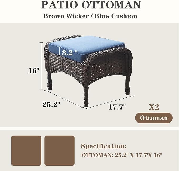 Belord Outdoor Ottomans for Patio Foot Rest - Image 3