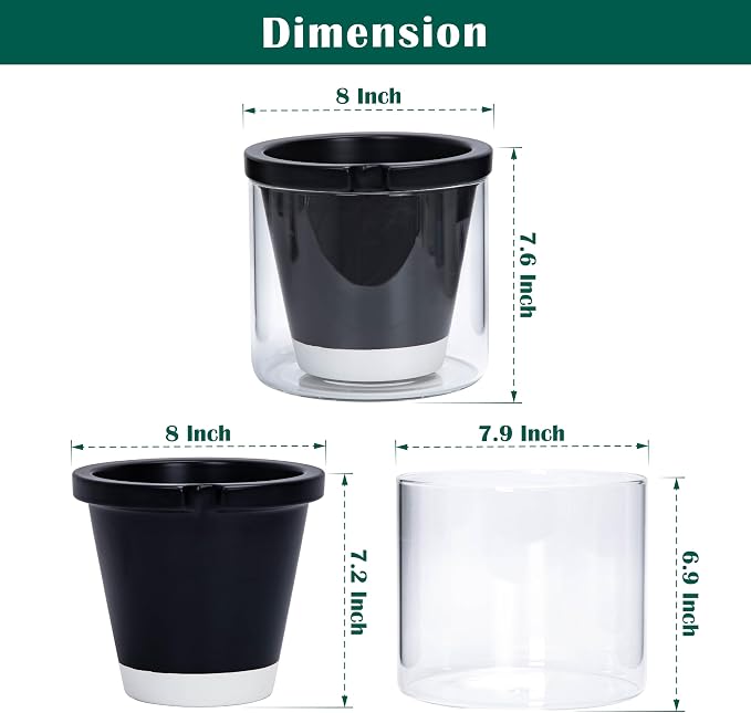 D'vine Dev 8 Inch Design Self Watering Planter - Image 3