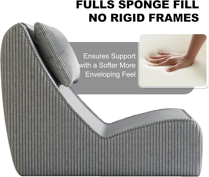 Giant Bean Bag Chair for Adults, Corduroy Chaise Lounge - Image 4