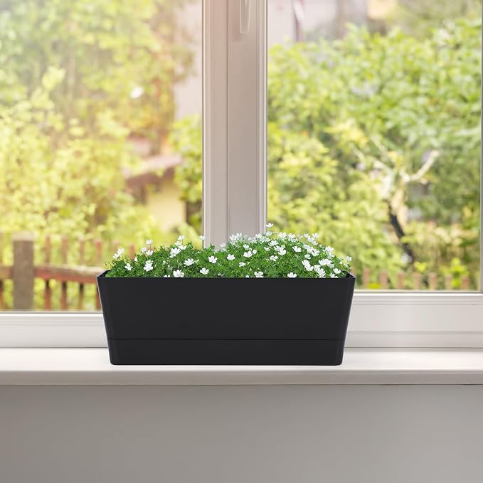 GREANER 12x3.8 Inch Herb Planters, 1 Pack Rectangle Window Boxes - Image 7