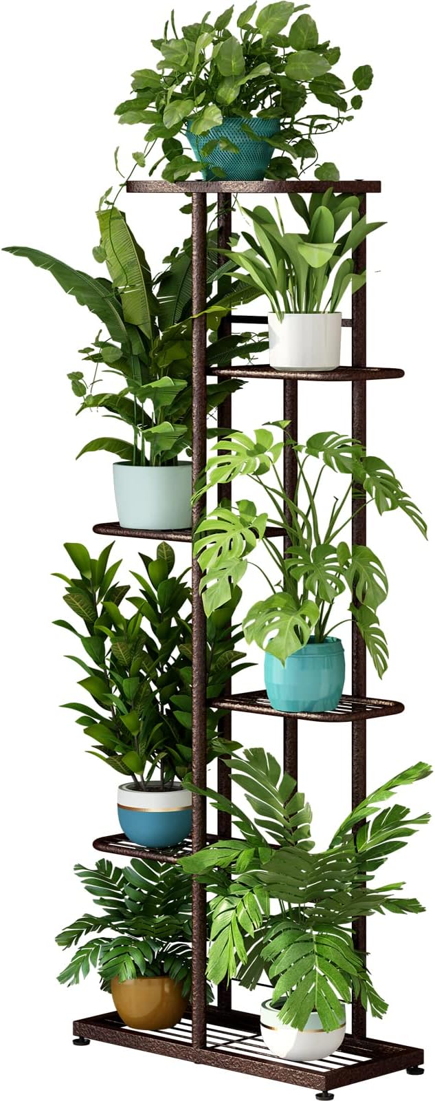 LINZINAR Plant Stand Metal 6 Tier 7 Potted Multiple Flower Pot Holder Shelf by LINZINAR