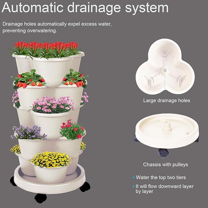 5-Tier Vertical Garden Tower Stackable Planter - Image 3