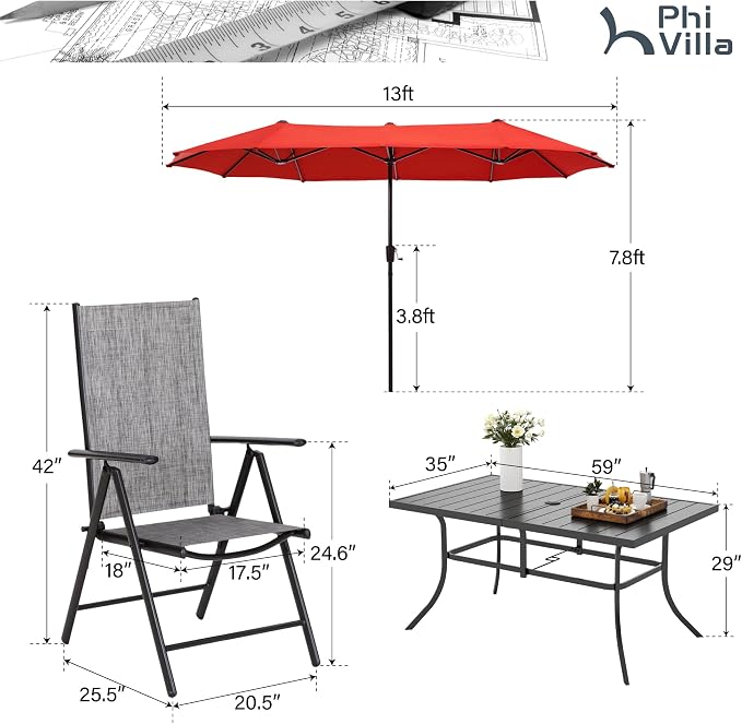 PHI VILLA 7 Piece Outdoor Dining Set - Image 7