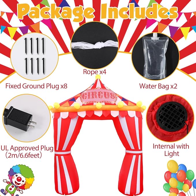 10ft Circus Party Decorations Inflatable Arch Blow up Tent Built in LED Lights - Image 3