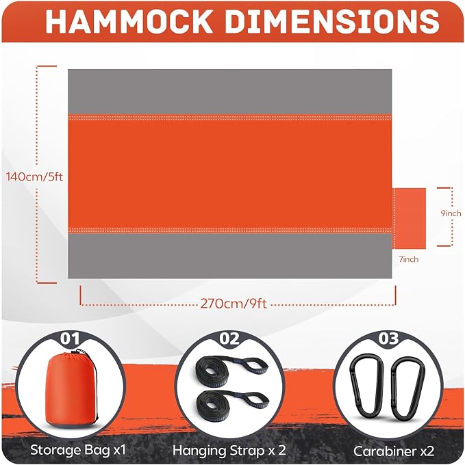 Camping Hammock Lightweight, Portable Hammocks Parachute Hammock - Image 2
