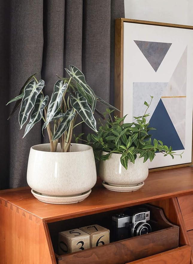 LE TAUCI Plant Pots, 4.1+5.1+6.5 inch, Ceramic Planters - Image 3