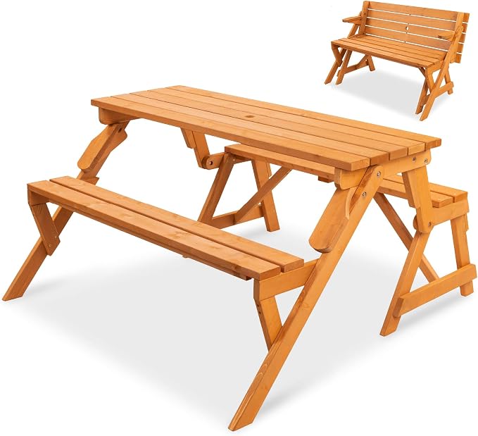 Best Choice Products 2-in-1 Transforming Interchangeable Outdoor Wooden Picnic by BestChoiceProducts