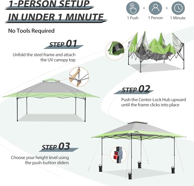EAGLE PEAK 13x13 Straight Leg Pop Up Canopy Tent Instant Outdoor Canopy Easy - Image 2