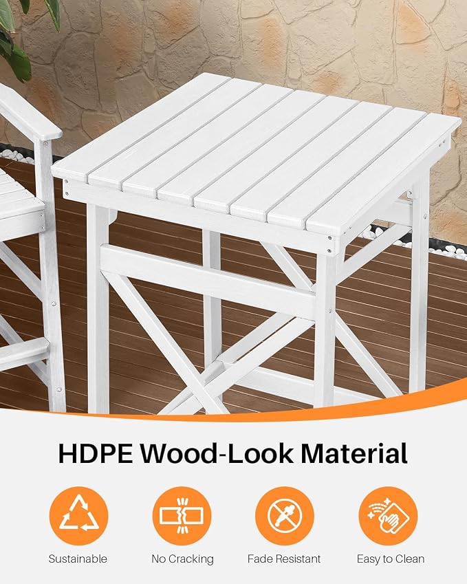HDPE Outdoor Bar Table, Weather Resistant HDPE Patio High Top Pub Table - Image 5