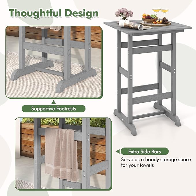 Giantex 42" Height Outdoor Tall Bar Table, HDPE Square Pub Tables - Image 6