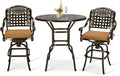 VIVIJASON 3-Piece Outdoor Swivel Bar Stools Set, All Weather Cast Aluminum by VIVIJASON