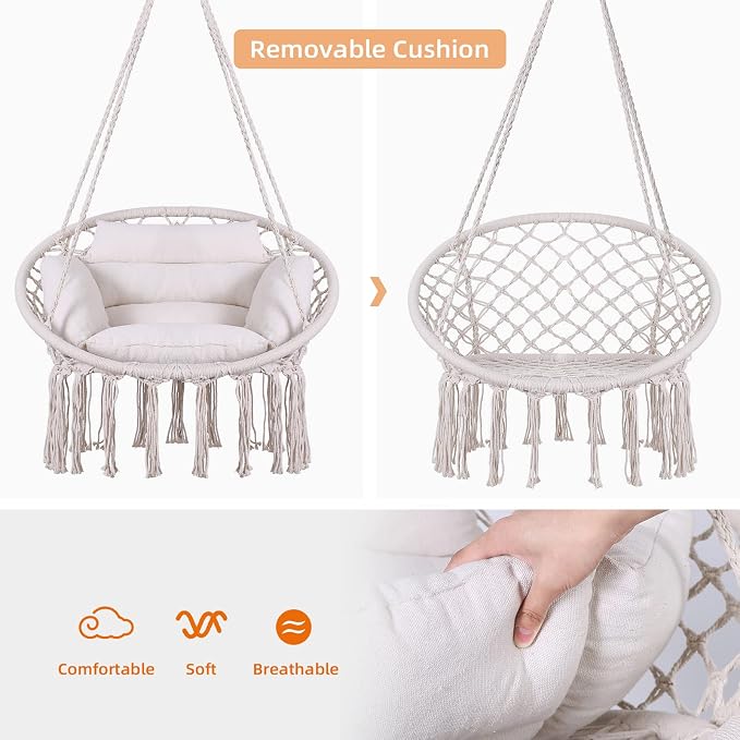 Goutime Hammock Chair, Macrame Hanging Swing Chairs - Image 5