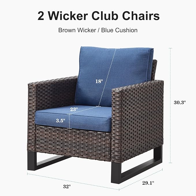 Belord Oversize Patio Chairs Set of 2 Outdoor Wicker Dining Chairs, All-Weather - Image 2