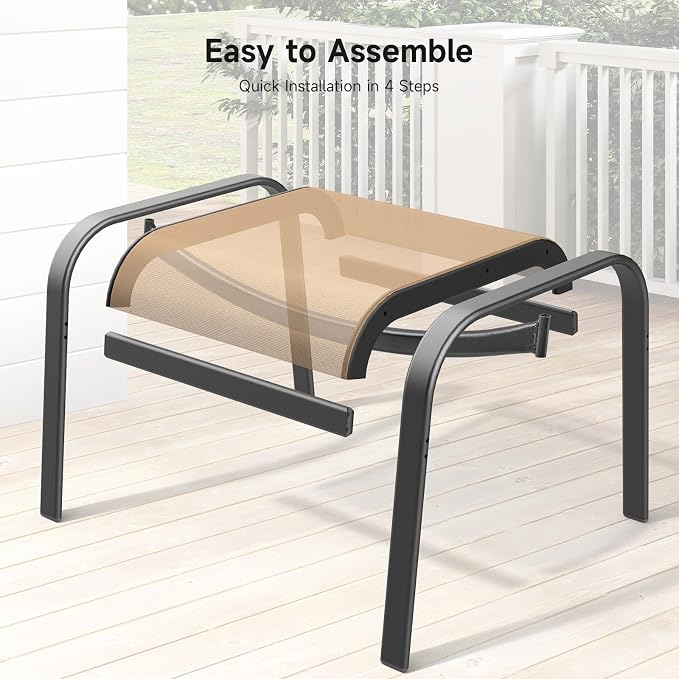 ONBRILL Outdoor Ottoman Set of 2, All Weather Outdoor Foot Stool - Image 8