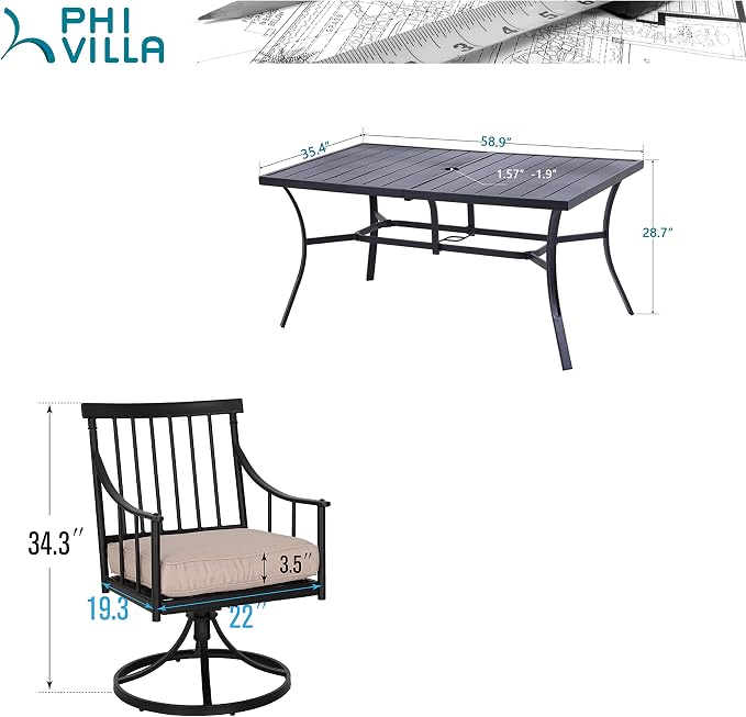 PHI VILLA 7 Pieces Outdoor Dining Set - Image 7