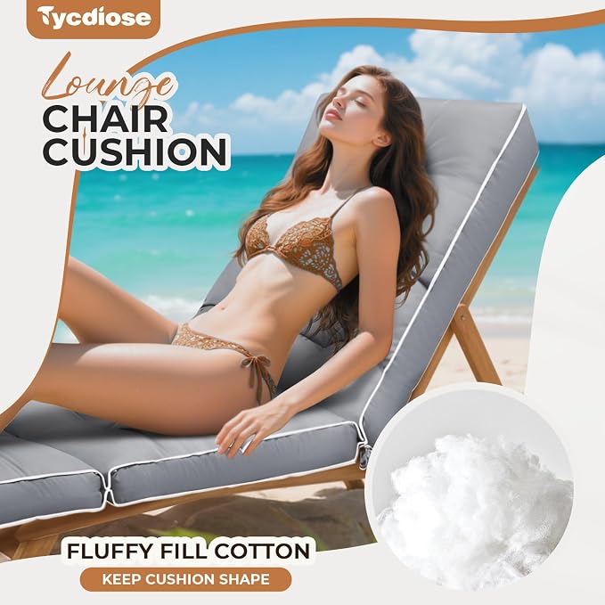 Outdoor Chaise Lounge Chair Cushion, Non-Slip Patio Chaise Lounge Cushions - Image 2