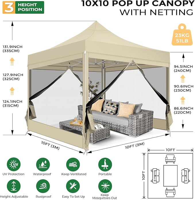 COBIZI 10x10 Heavy Duty Pop Up Canopy Tent - Image 3