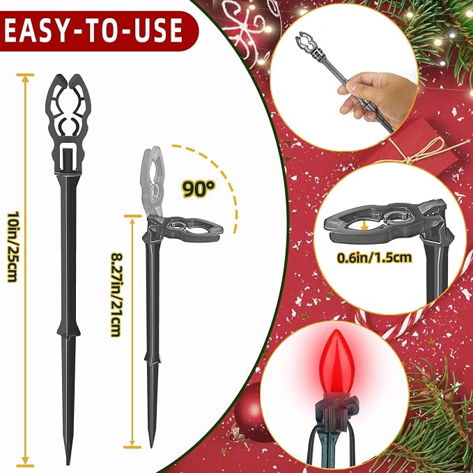 50 Pack Christmas Light Stakes 8.5"-10" - Image 2