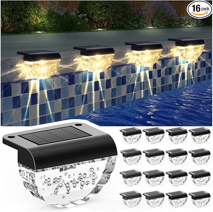16 Pack Solar Deck Lights Outdoor, Solar Step Lights Waterproof by Melunar
