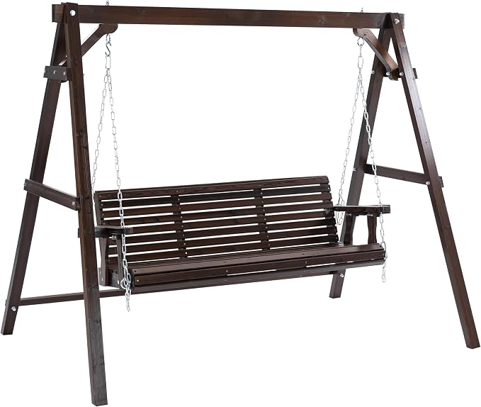 Finnhomy Heavy Duty 880 LBS Wooden Porch Swing Frame, Wooden Patio Swing Chair by Finnhomy