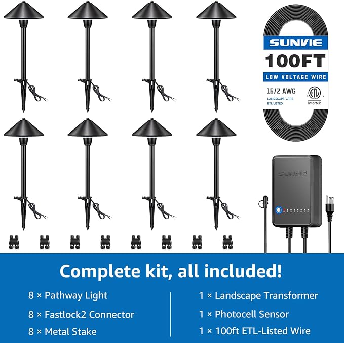 SUNVIE All-In-One LED Low Voltage Landscape Lighting Kit, 8 Pack Pathway Lights - Image 5