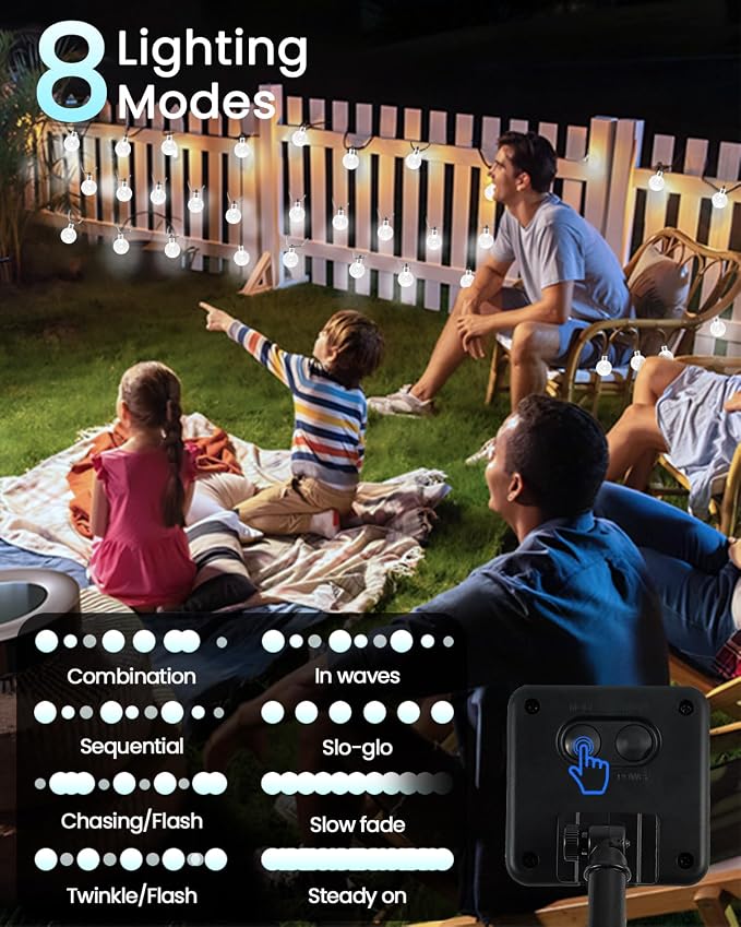 LORRYTE White 2-Pack 100 LED 64FT Crystal Globe Solar Lights Outdoor, - Image 3