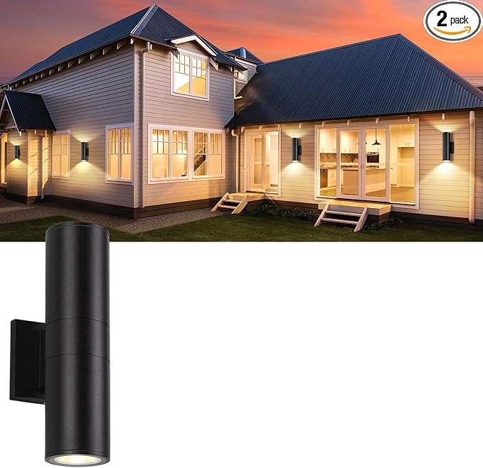 1Pack 14inch LED Square Up & Down Wall Lights, 14W Outdoor Wall Light 4000K Day by MUCLUD
