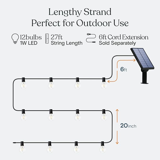 Brightech Ambience Pro Solar Powered LED Outdoor String Lights - 27 Ft - Image 5