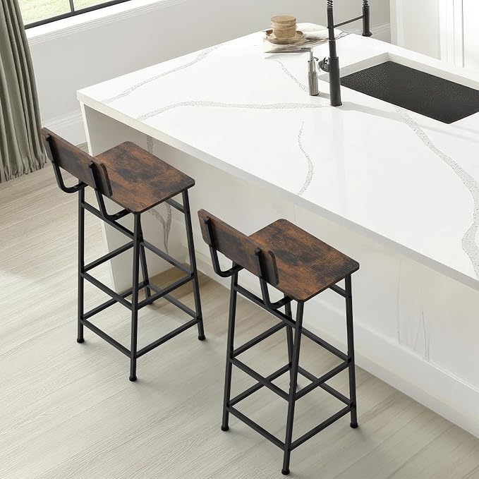LIANTRAL Set of 2 Bar Stools, Counter Height Bar Stools - Image 4