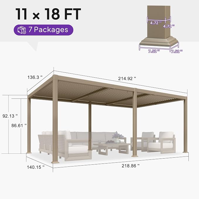 PURPLE LEAF 11x18 ft Louvered Pergola - Image 2