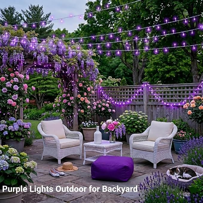 JMEXSUSS Purple Christmas Lights Indoor Outdoor Clear Wire, 66ft 200 LED Purple - Image 3