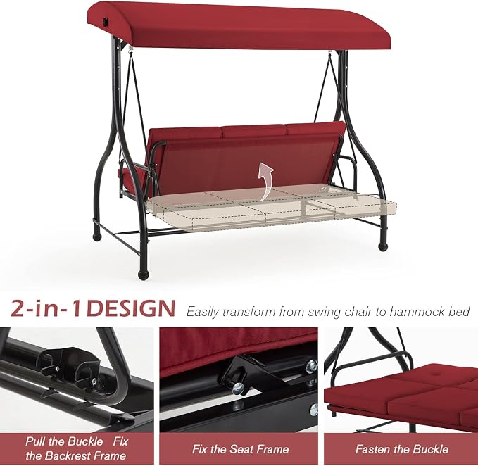 AECOJOY 3-Seat Outdoor Porch Swing - Image 2