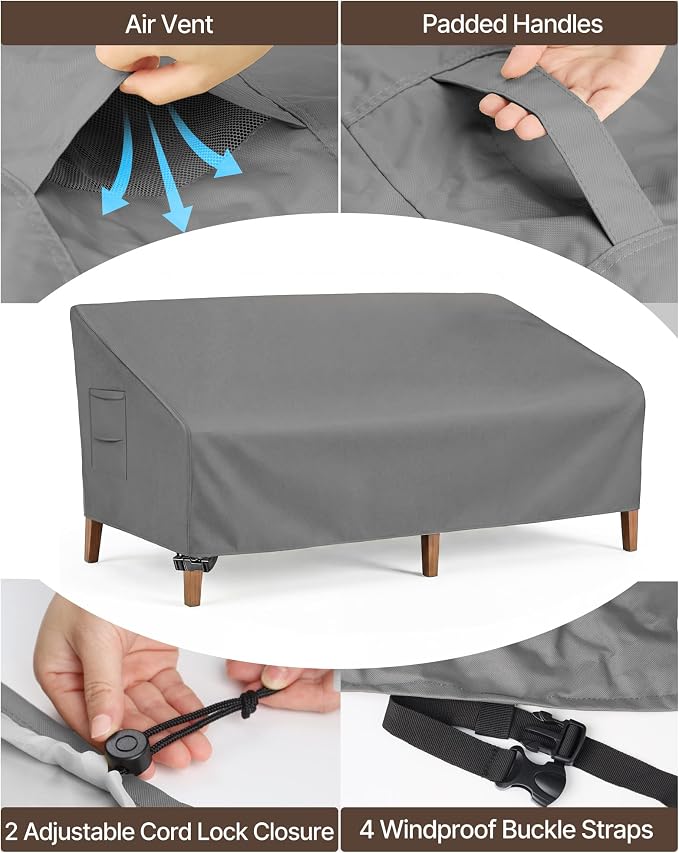 Vailge Heavy Duty Patio Sofa Cover, 100% Waterproof 3-Seater Outdoor Sofa Cover - Image 4