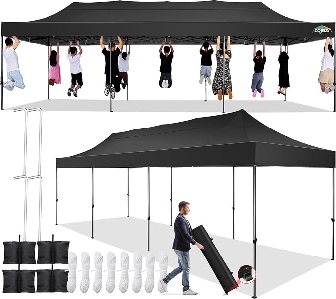 COBIZI 10x30 Pop up Canopy Tent 10x30 Canopy No Sidewall Waterproof Heavy Duty by COBIZI