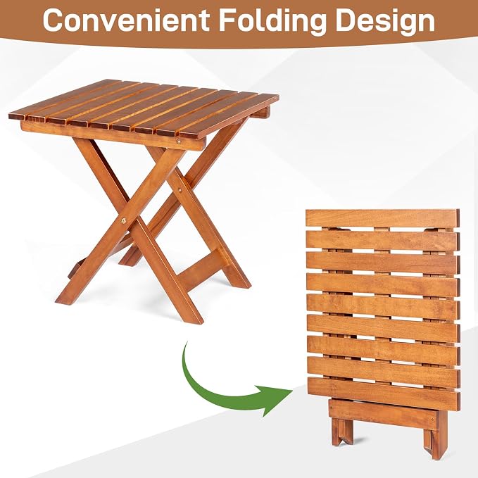 Outvita Wood Folding Side Table, Portable & Lightweight Compact Wooden Side - Image 5