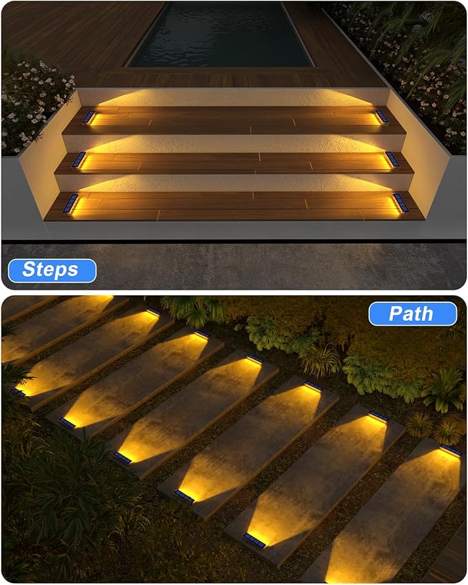 Solar Step Lights for Outside, 6 Pack Solar Stair Lights Outdoor Waterproof - Image 4