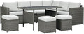 Outsunny 7 Piece Rattan Outdoor Patio Furniture Set, L-Shaped Sectional Sofa by Outsunny