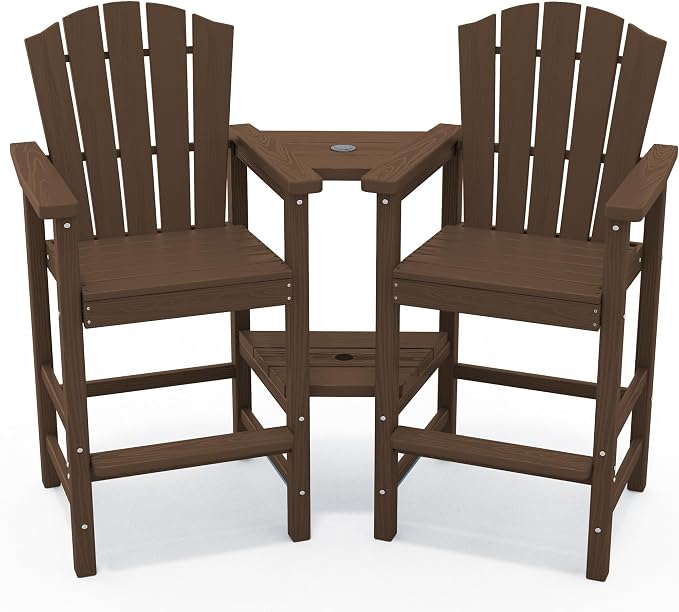 KINGYES Tall Adirondack Chair Set of 4, HDPE Tall Adirondack Barstools - Image 9
