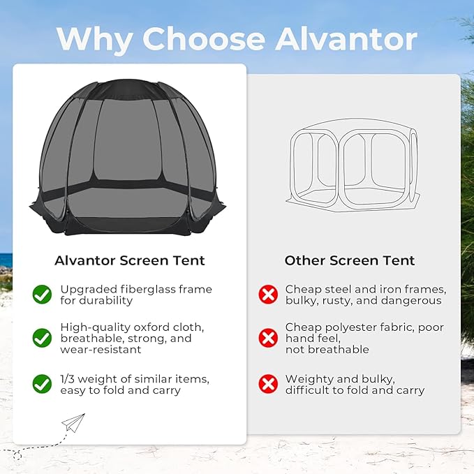 Alvantor® Screen House Gazebo, Pop Up Igloo Screened Canopy Tent - Image 6