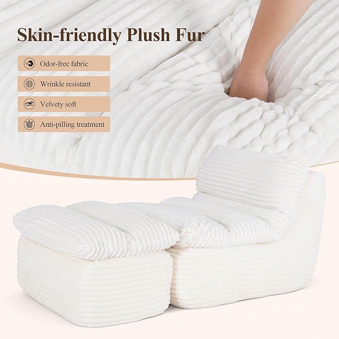 Boneless Chaise Lounge Chair Indoor, Adult Bean Bag Chair - Image 5