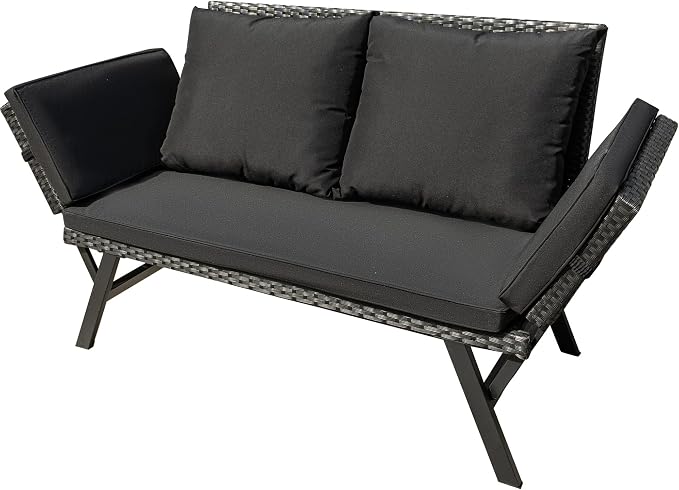 Greesum Outdoor Sofa, Woven Rattan Patio Furniture, Convertible Daybed or by BuynowfromGreesum