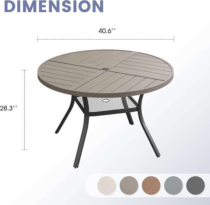 VICLLAX 40.6" Round Outdoor Table, Patio Dining Table - Image 3