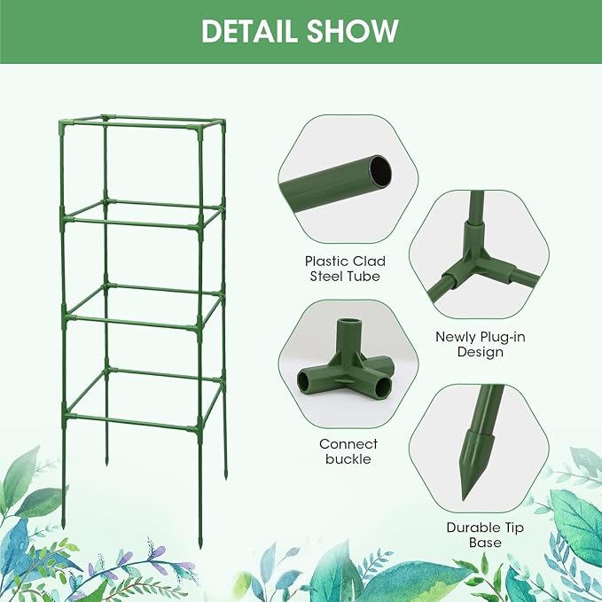 MQUPIN Tomato Cages, 4 Packs Square Tomato Cage - Image 4
