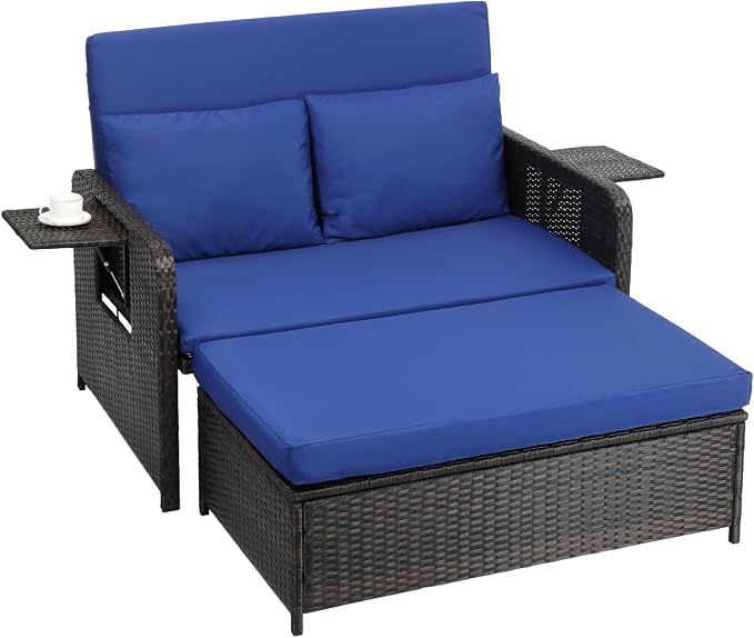 VINGLI Patio Daybed, Wicker Outdoor Daybed by VINGLI