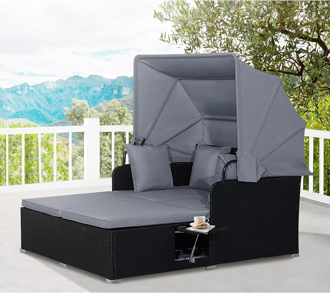 ORALNER Outdoor Daybed, 2-Person Wicker Patio Sofa - Image 9