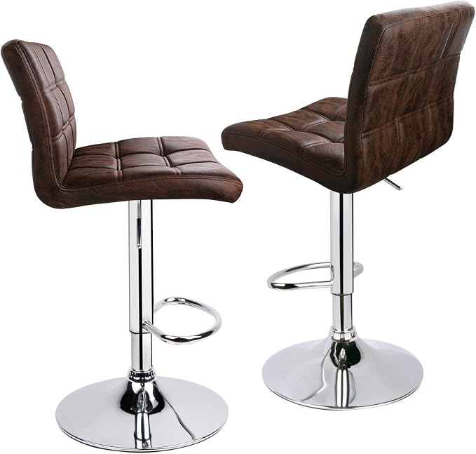 Leopard Modern Square PU Leather Adjustable Bar Stools - Image 7